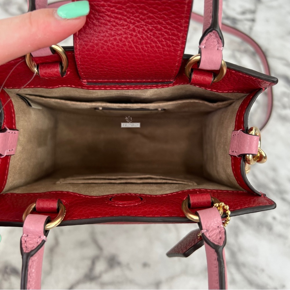 Coach Mini Pepper Crossbody Handbag In Colorblock Red Multi - Picture 7 of 11